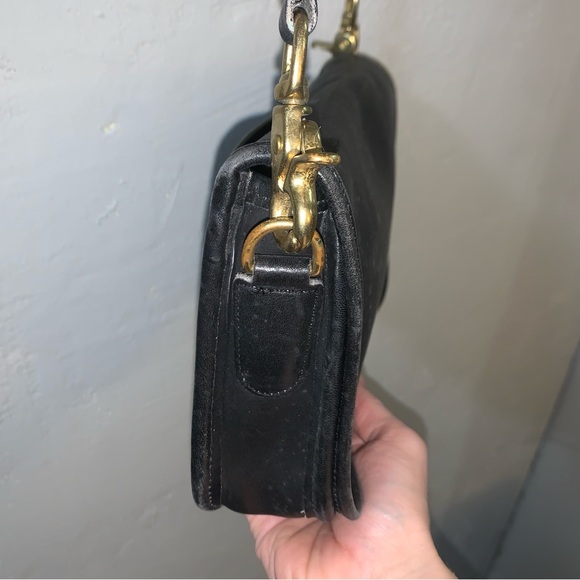 Vintage Coach Black Leather Purse Pocketbook Turnlock Convertible Bag 1980s 70s? - Picture 11 of 16